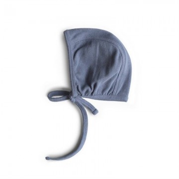 Mushie Ribbed Baby Bonnet Tradewinds
