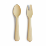 Mushie Fork and Spoon Pale Daffodil