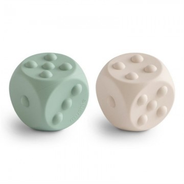 Mushie Dice Press Toy (2-pack) Cambridge Blue/Shifting Sand