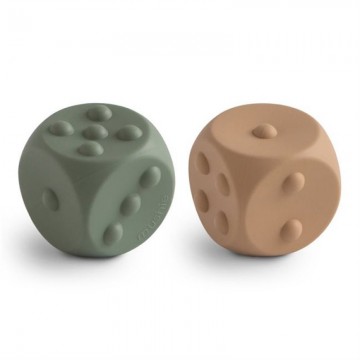 Mushie Dice Press Toy (2-pack) Dried Thyme/Natural